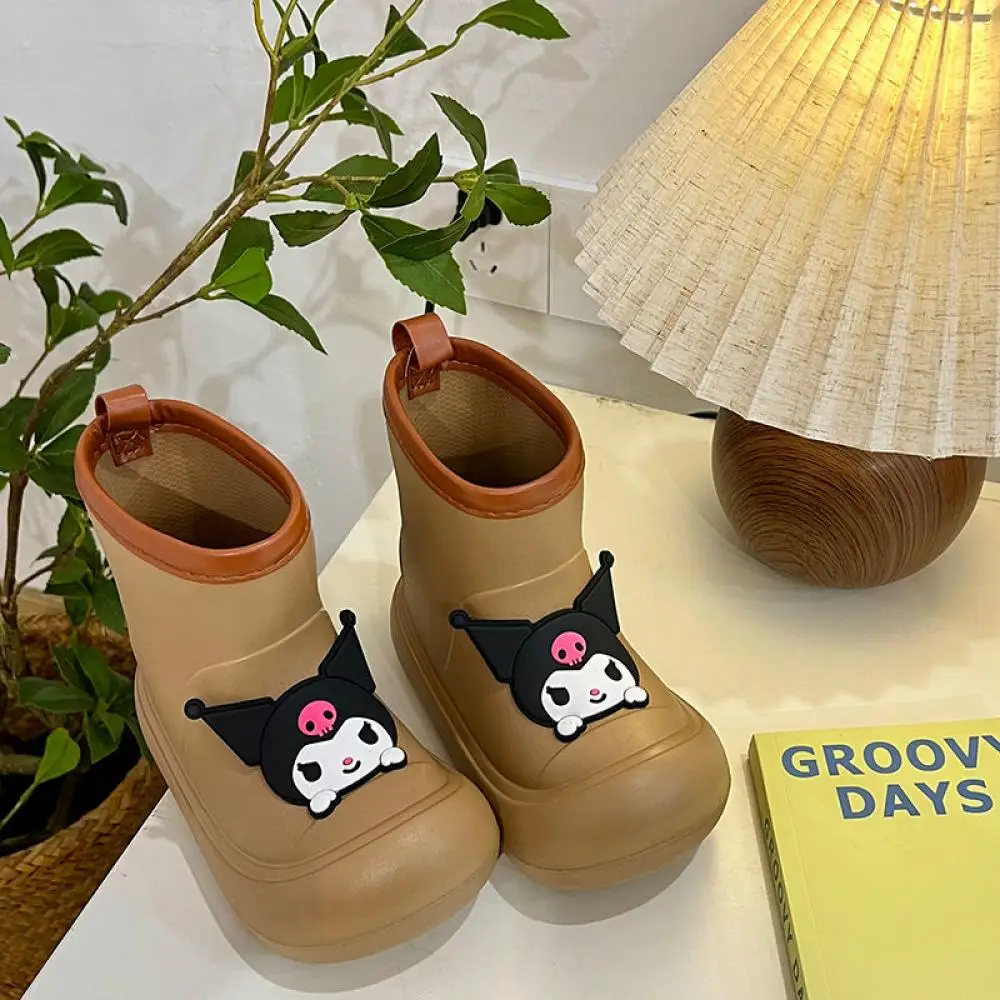 Kuromi Children Rain Boots Sanrio Cartoon Boys Girls Solid Colour Waterproof Rain Boot Kids Non Slip Outdoor Durable Water Shoes