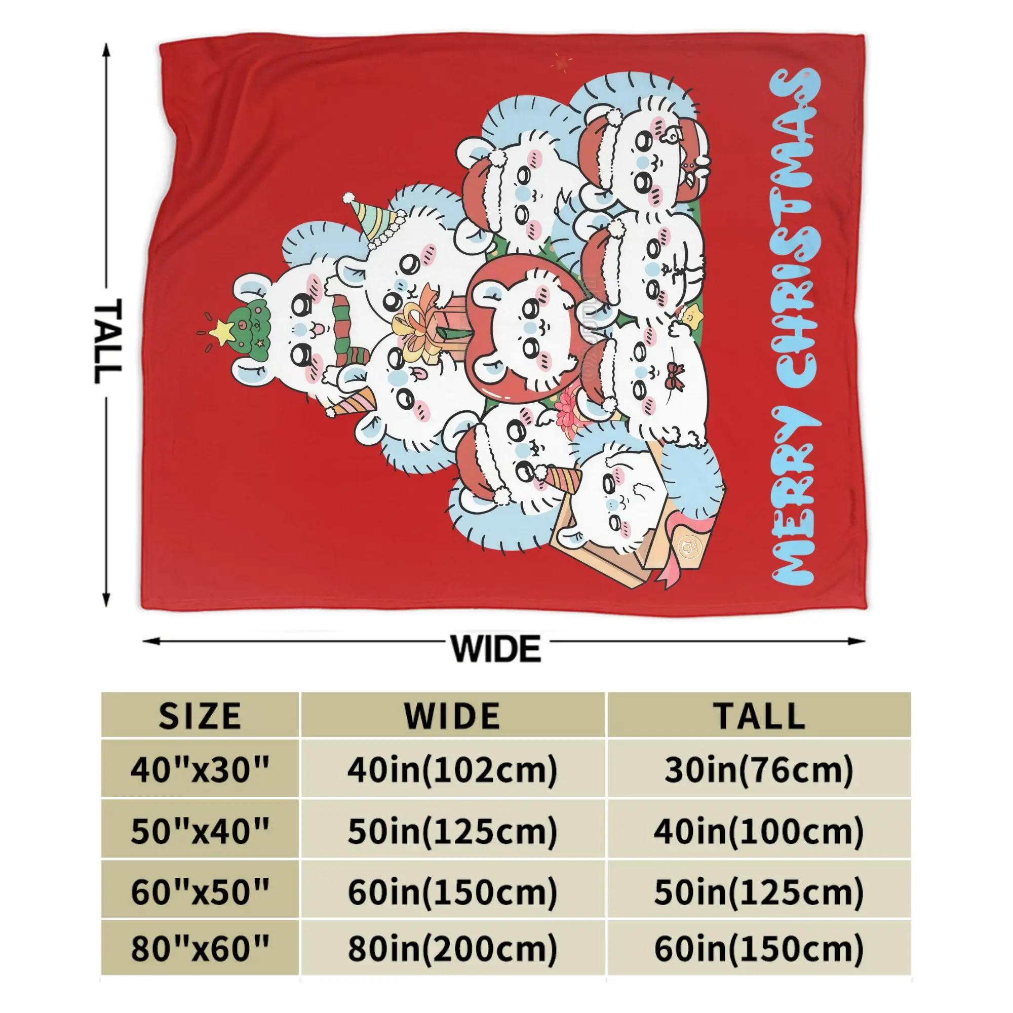 Momonga Kawaii C-Chiikawas عيد الميلاد بطانية المرجان الصوف أفخم لينة رمي البطانيات ل أريكة الفراش في الهواء الطلق يلقي #5