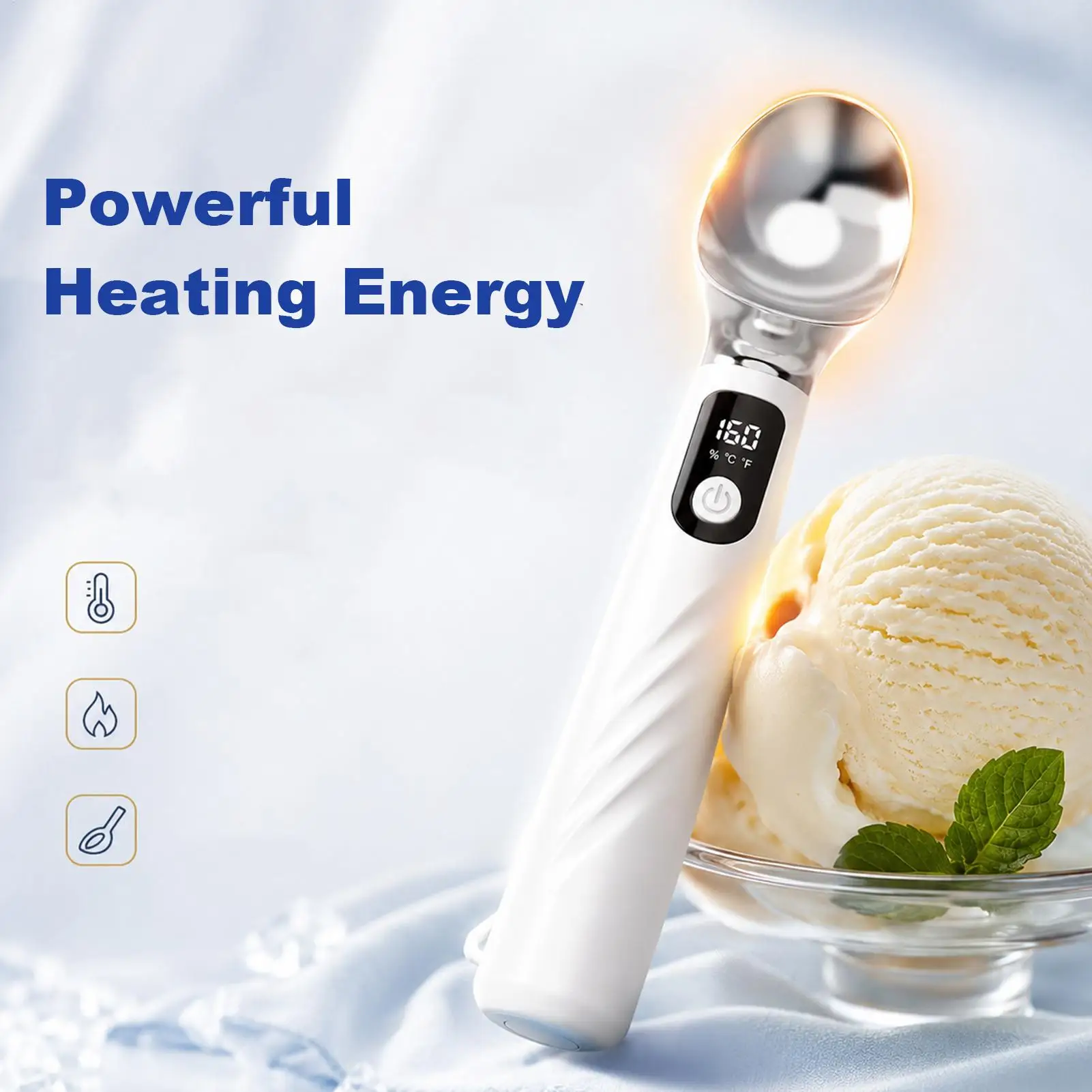 Heated Ice Cream Scoop With Removable Battery Rechargeable Scooper Heated Ice Cream Scooper With LED Display For Yogurt Sorbet