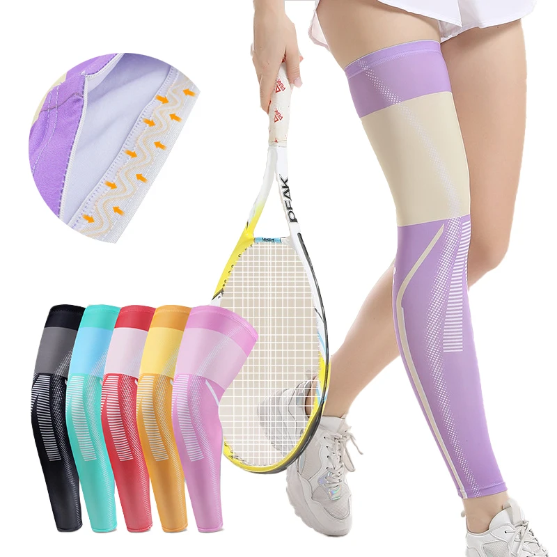 1 Pair Extended Sports Legwarmers for Badminton,Tennis,Running,Fitness-Anti-slip Compressive Knee Leg Sleeves for Hiking Cycling