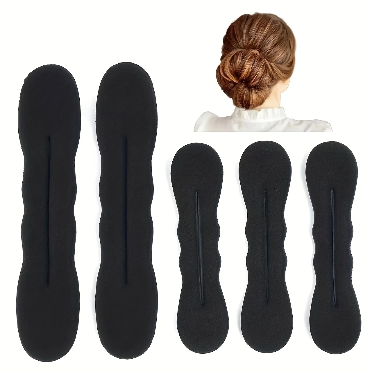 Produkt do włosów dla kobiet Bun Aid Hair Design Narzędzia do stylizacji Gąbka Updo ​ czarne proste urządzenie do szybkiego włosów