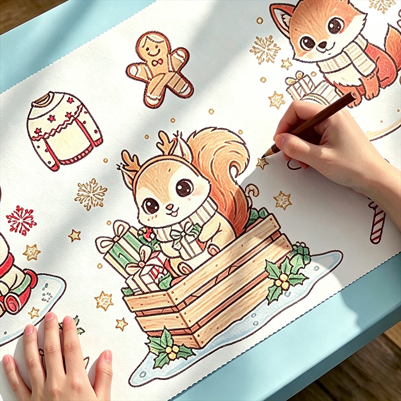 1 Roll of Creative Graffiti Scrolls, DIY Painting Toys for Children Aged 3+, Christmas-Themed Early Education Educational Hand-Drawn Scrolls, Great Holiday Gift.