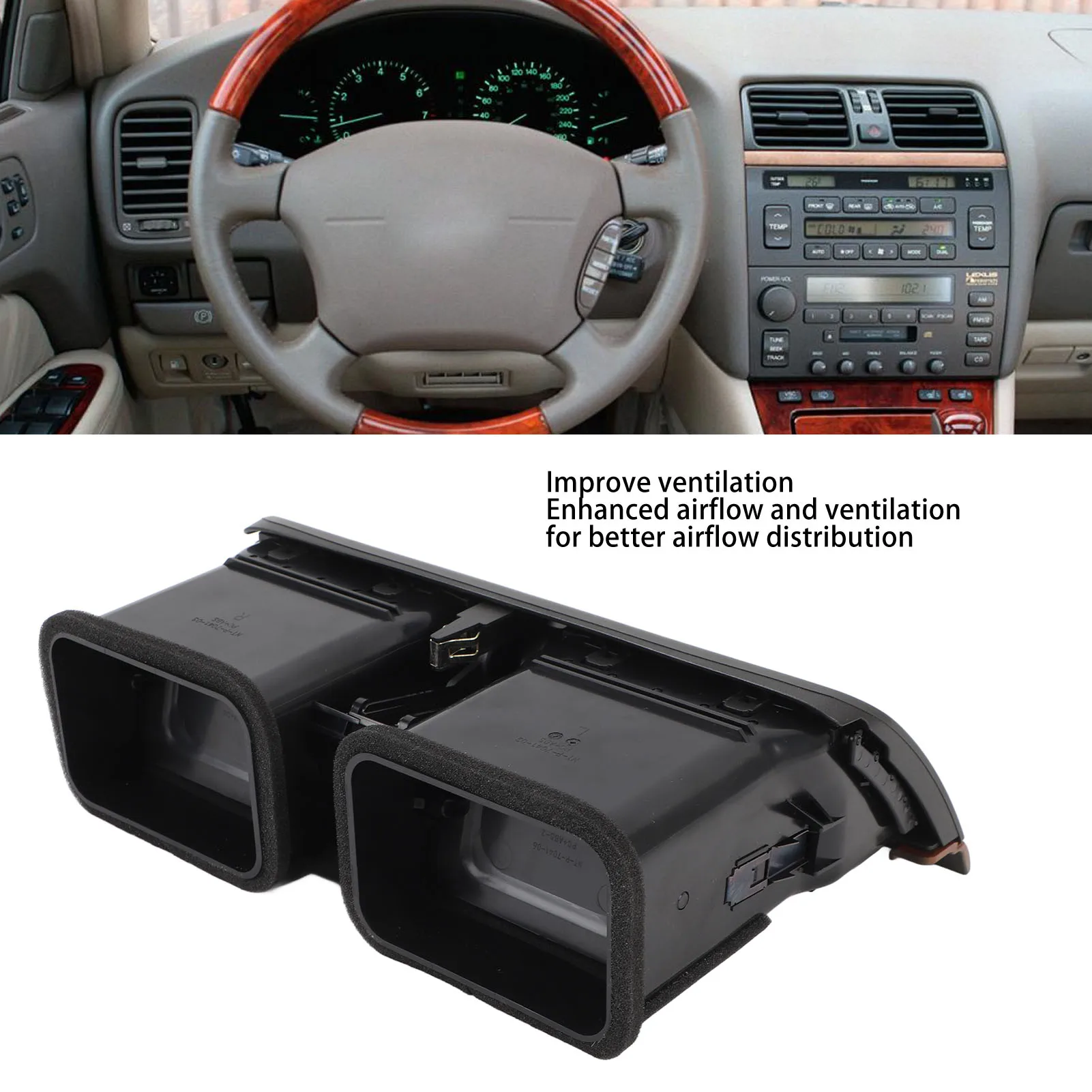 

Dashboard Air Vent Air Vent Center Dash AC Outlet Panel Assembly Middle AC Vent Grille Outlet Panel for LS 400 1997 to 2000