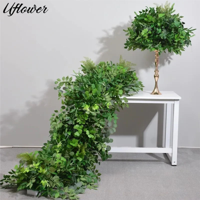 

Uflower Greenery Plant Wedding Decoration Road Leading Decor Table Flower Ball Outdoor Artificial Plants Flower Row Arrangement