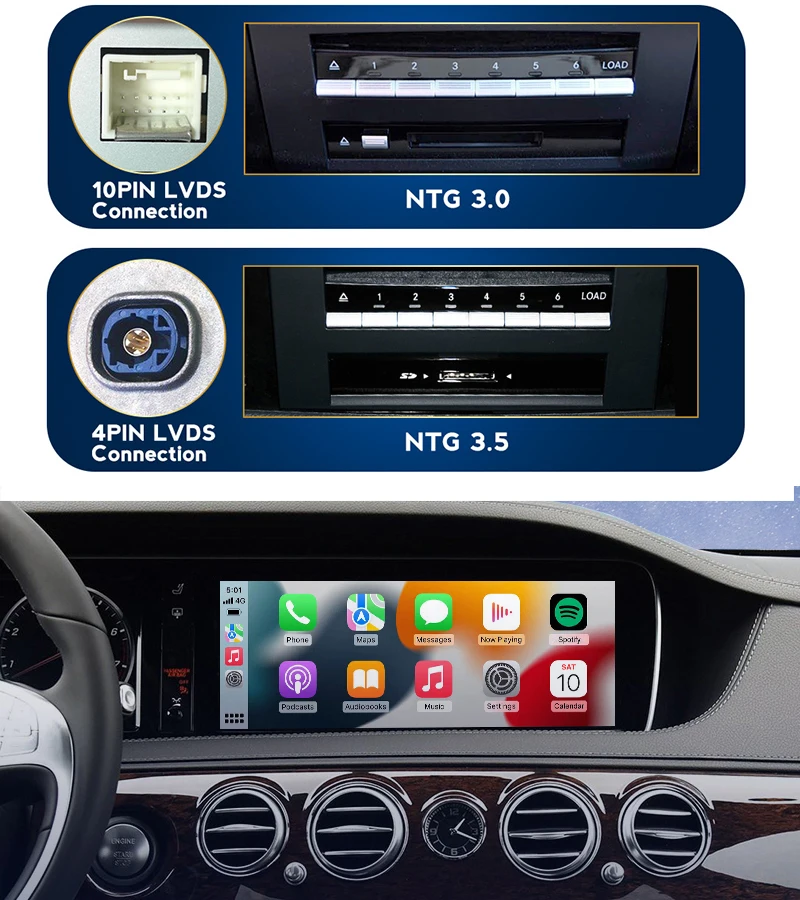 GPS Navigation Android 13 Carplay Auto Car Radio For Mercedes Benz S Class W221 W216 2006 -2013 Multimedia Player Bluetooth WIFI