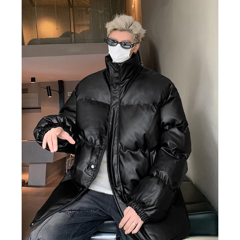 

Мужская ретро-куртка из искусственной кожи и хлопка, утепленная, в стиле High Street, теплая зимняя куртка свободного кроя на молнии