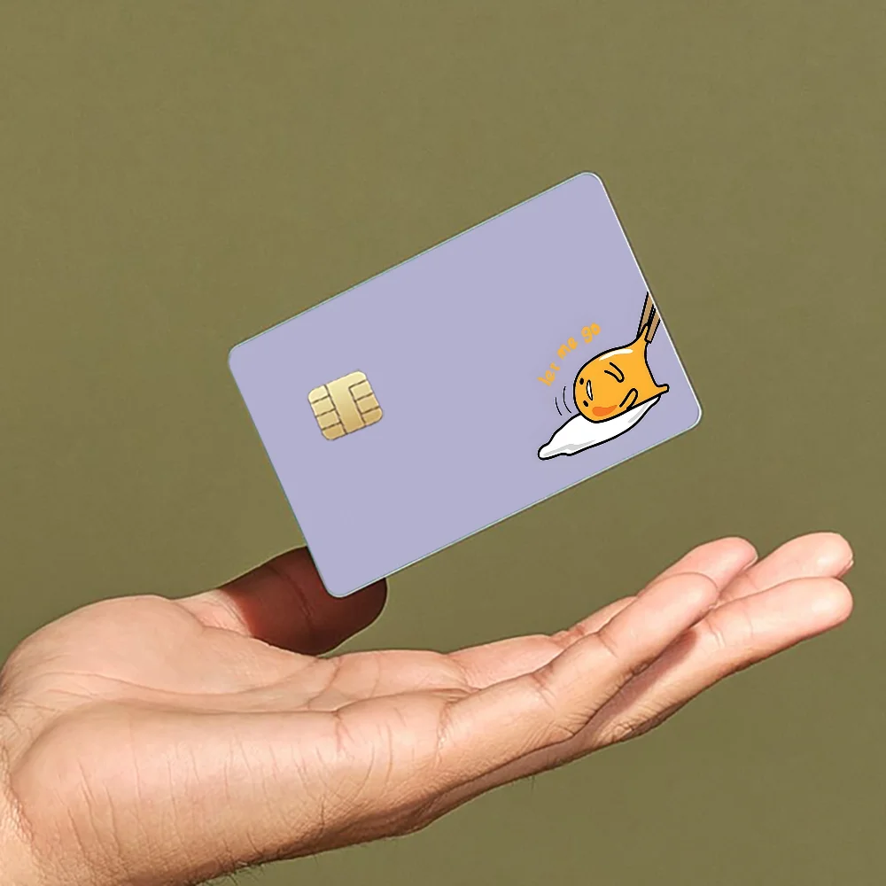 ملصقات جلدية لبطاقة الائتمان الكرتونية G-Gudetama لبطاقة البنك والحافلة المتروية ملصق مقاوم للماء هدية للنساء