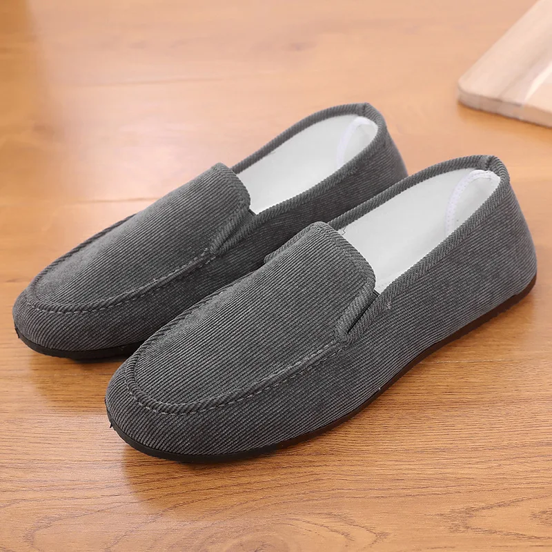 Men Loafers Shoes Fashion Soft Tennis Moccasins Canvas Slip-On Casual Sneakers Outdoor Walking Footwear Vintage Men Black Shoes