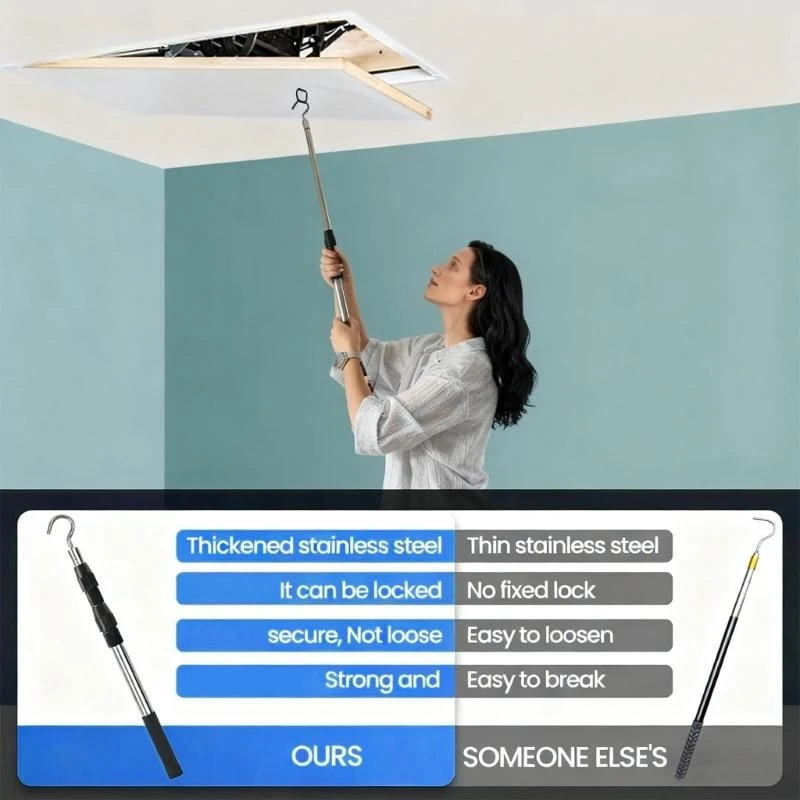  Space Saving Attic Ladder Extension System Sturdy Nonrust Steel Pull Cord Mechanism
