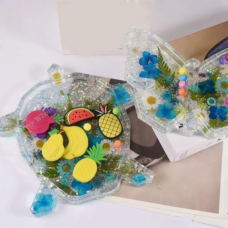 R7UF DIY Epoxy Crystal Valentines Day Butterfly- Storage Box Mold for Soap Holder Jewelry Storage Home Decor
