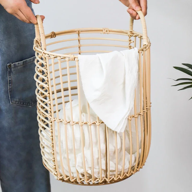 

Bedroom living room rattan light luxury dirty clothes basket high value