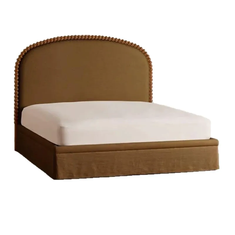 Medieval furniture light luxury simple autumn bed, master bedroom French retro bed