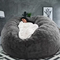 Extra Large Memory Foam Lazy Filling Giant Round Beanbag Living Room Bean Bag Sofa Chair Bed Lazy Sofa Beanbag Fake Fur Beanbag