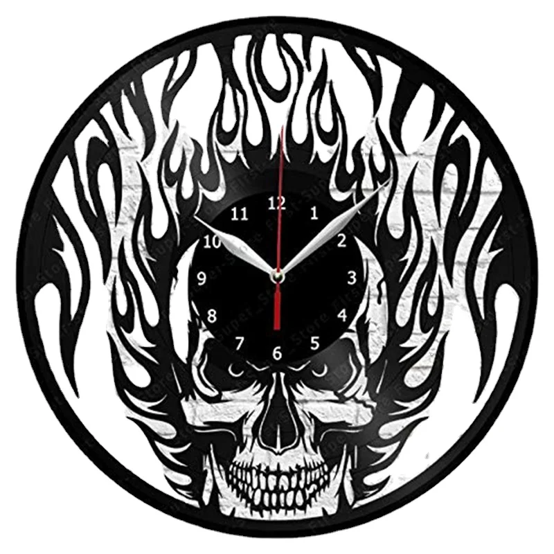 

Skull Handmade Exclusive Vinyl Clock Art Decor Home Vinyl Record Wall Clock Unique Design Original Gift