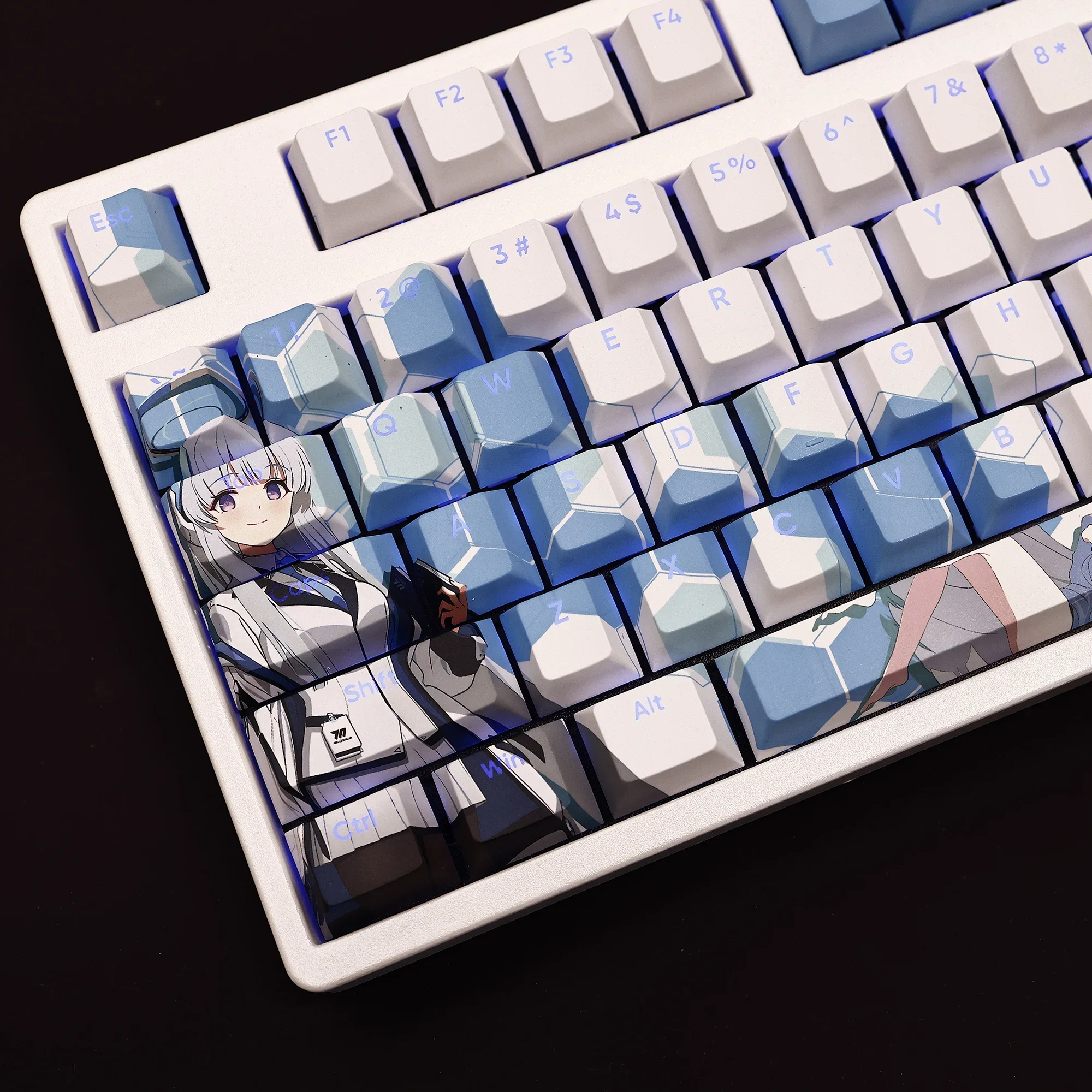 Ushio Noa 108 Key Cap Blue Archive Game PBT DYE Sublimation Light Transmitting Cherry Switch Cross Cover Mechanical Keyboard