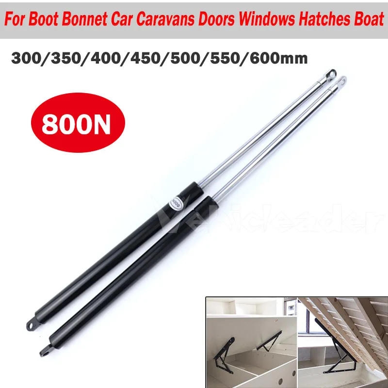 2pcs 800N Car Gas Struts Bonnet Hood Trunk Tailgate Shock Lift Strut Support Bar Gas Spring Bus Bed Truck Boat Window 300-600mm