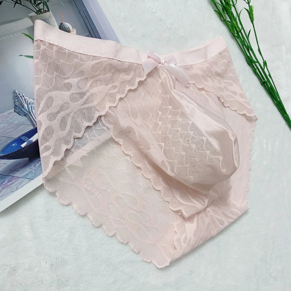 

See Through Underwear Men Comfortable LingerieSeamless Lace Sheer Briefs U Convex Breathable Underpants Men's Triangular Panties