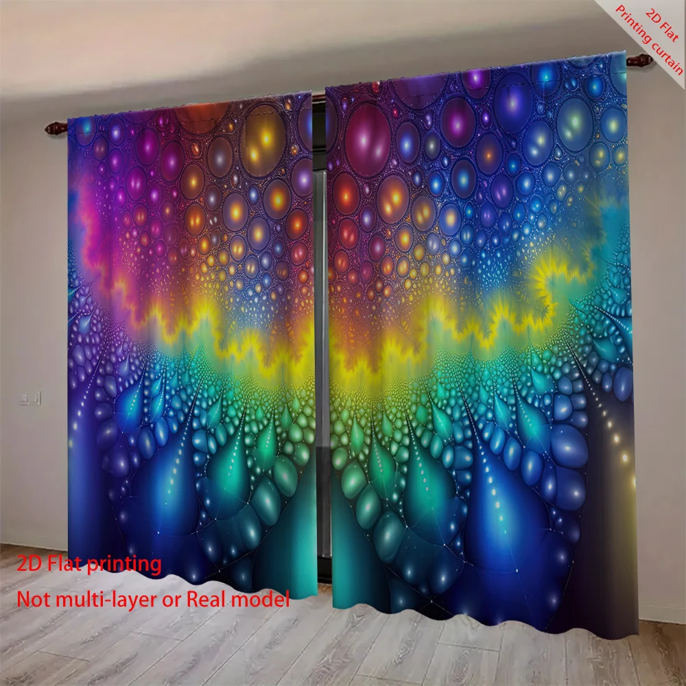 

Colorful geometric fractal printed curtains, suitable for living rooms, bedrooms, offices, home decoration, blackout curtains