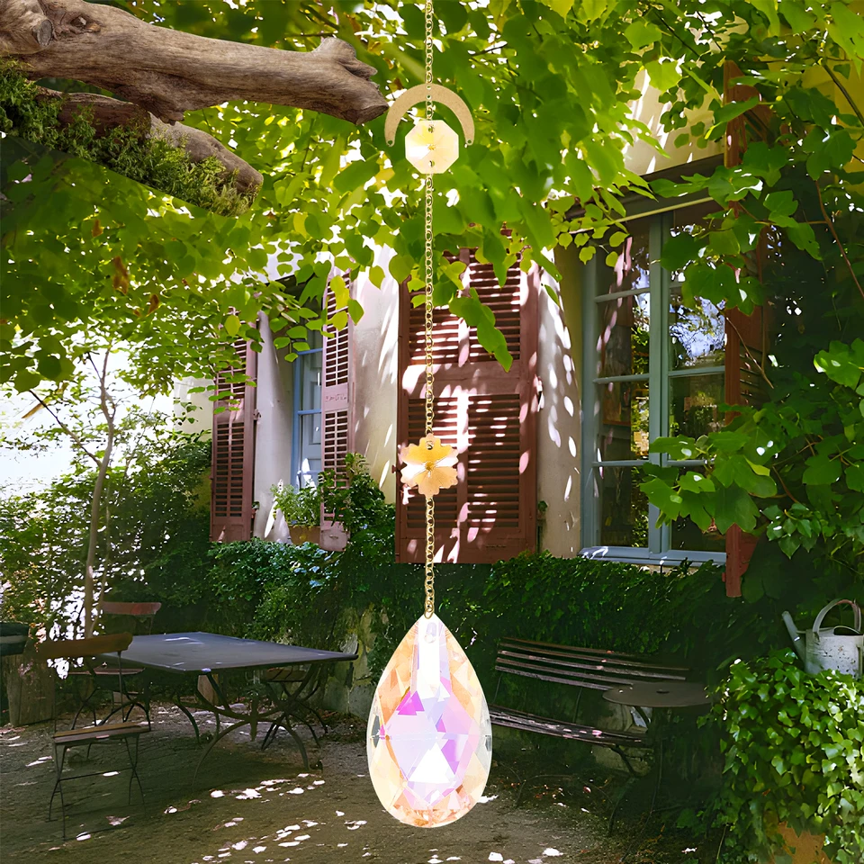 Kristallen zonnevanger, kleurrijke kristallen, zonnevanger om op te hangen voor venstertuin, natuurlijke kristallen hanger voor bruiloft, feest, terras, auto, thuis, binnen en buiten, decoratie