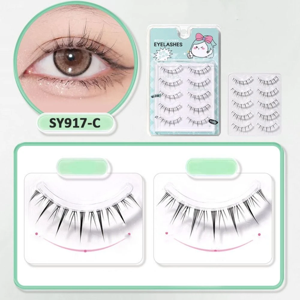5 Paar Zachte Piekerige Volledige Strip Wimpers Diy Fishtail Komische Stijl Enten Wimpers Curling Cat Eye Leuke Valse Wimpers party