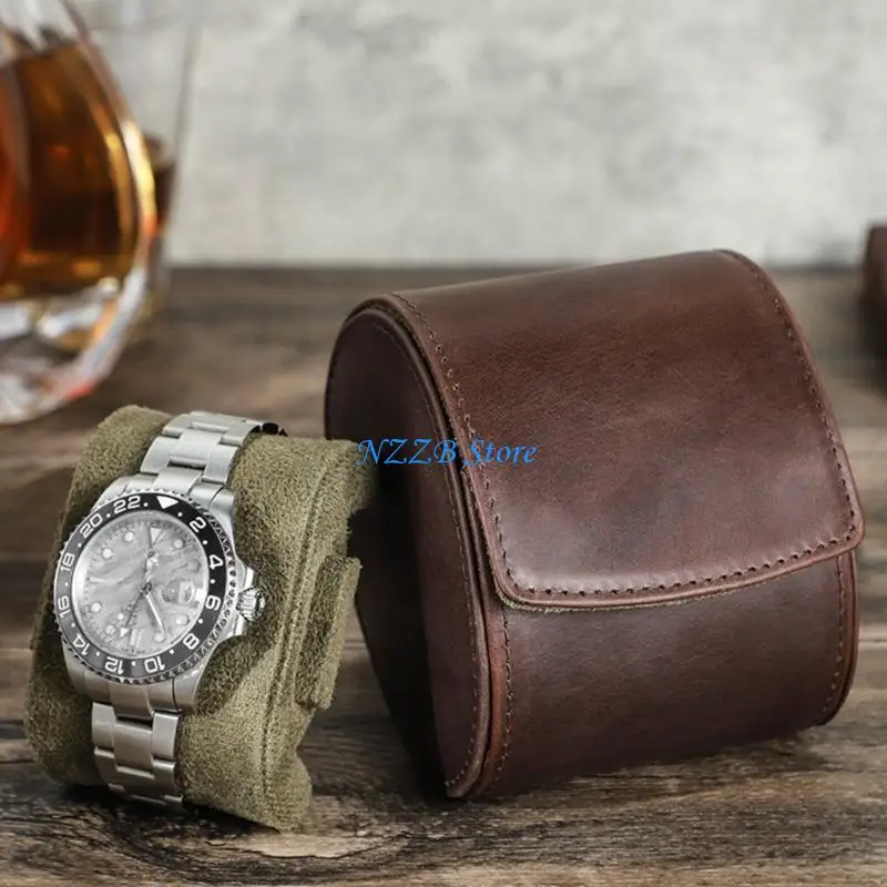 T21F PU Leather Watch Case Handmade Timepieces Storage Box Watch Travel