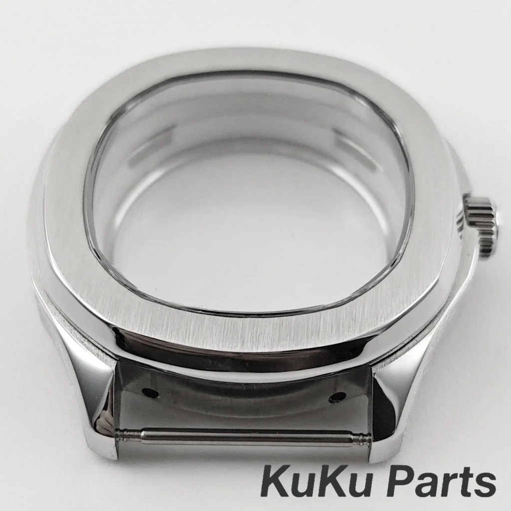 NH35 40mm Silver Sapphire Crystal Stainless Steel Watch Case for NH34 NH35 NH36 NH38 Movement for Nautilus AQUANAUT Case Parts