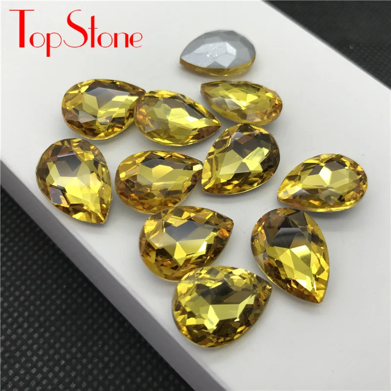 TopStone جميع الأحجام الألوان دمعة زجاج كريستال يتوهم حجر وأشار الظهر حجر الراين قطرة لصنع المجوهرات #6