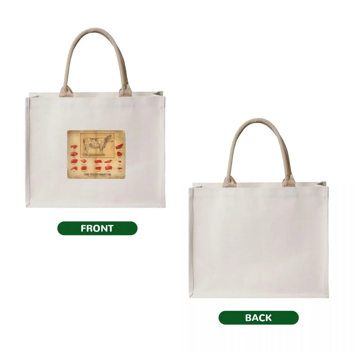 Vintage Meat Ad Tote Bag shopper bags for women Cloth bags canvas tote bag