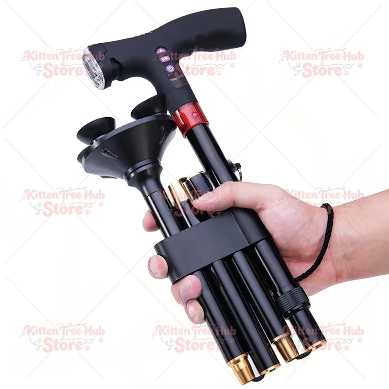 Elderly Adjustable L-ED Walking Cane FM Radio