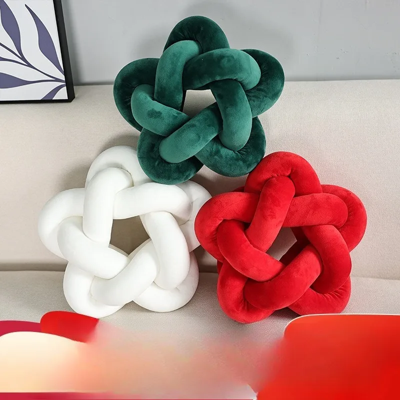 스타 매듭 베개 플러시 침실 쿠션 & 거실 장식 소파용 액센트 & 인테리어 스타일 홈