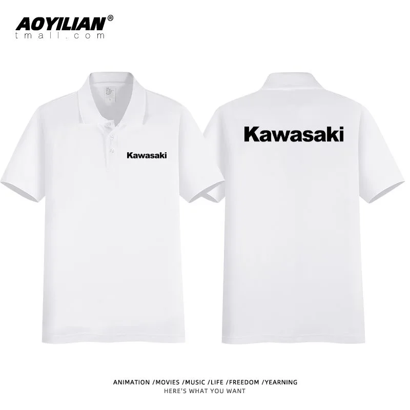 New all-match Kawasakis motorcycle short-sleeved polo shirt for men and women racing fans t-shirt cycling half-sleeved clothes