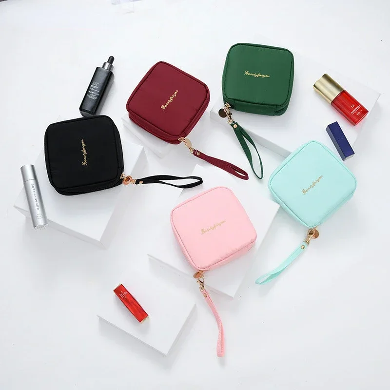 Mini Square Cosmetic Bag Solid Color Makeup Bags Travel Beauty Make Up Bag Organizer Pencil Pouch Bolsos De Maquillaje Neceser