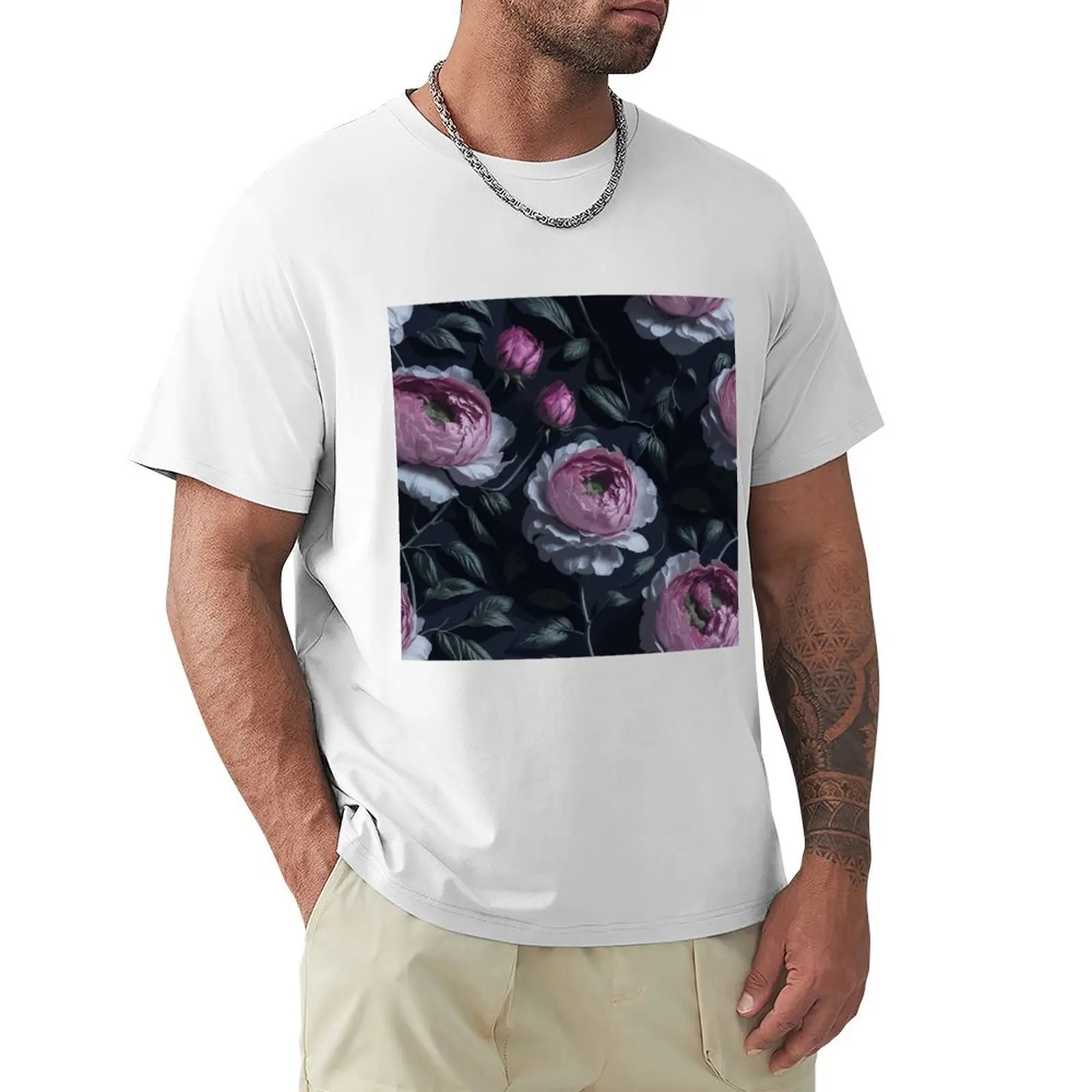 

Large Pink Peonies T-shirt anime clothes aesthetic clothes Aesthetic clothing summer top big and tall t shirts for men