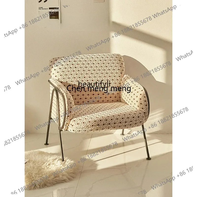 

lhy 26 new zqNordic Light Luxury Fabric Couch Modern Single Leisure Chair Small Apartment Living Room Chair ss 26