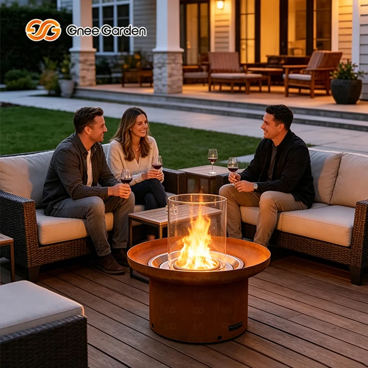 Outdoor Camping Patio Round Fire Pit Table Propane Gas Fire Pit