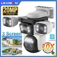 LS VISION 20MP Three Screens WiFi Security Camera Outdoor 10X Optical Zoom Four Lens Human Auto Tracking Waterproof CCTV Cameras