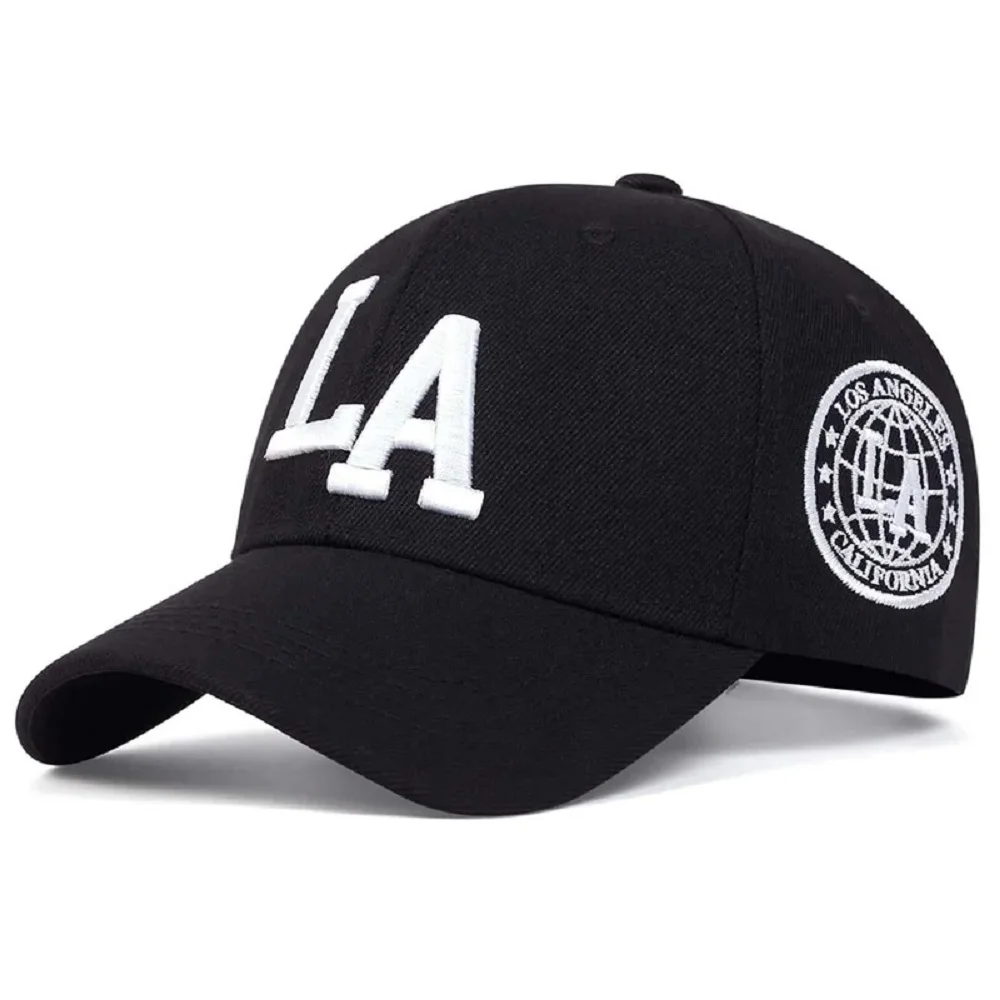 Unisex LA Letter Embroidery Snapback Baseball Caps for Men Women Spring and Autumn Outdoor Adjustable Casual Hats Sunscreen Hat