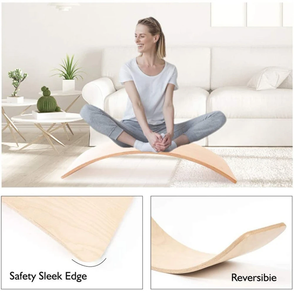 2022 Wooden Baby Balance Board Children Curved Seesaw Yoga Fitness Equipment Baby Indoor Toys Kids Outdoor Sports Gift Play Game