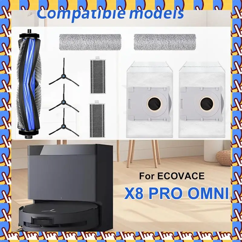 

Запасная часть A79I для основной щетки пылесоса ECOVACS DEEBOT X8 PRO Omni, HEPA-фильтры, мешки для пыли, боковые щетки