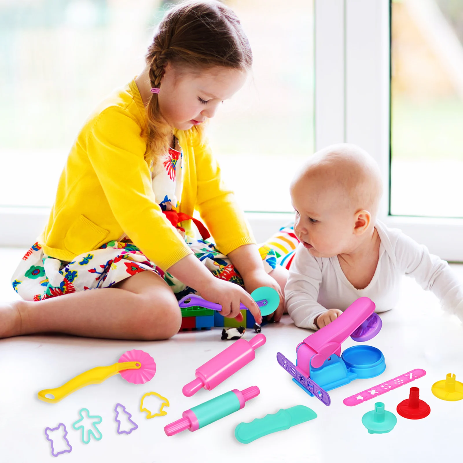 Ferramentas de massa de plástico para crianças, conjunto de moldes de cozimento, kit de ferramentas de argila animal, acessórios de brinquedos de modelagem