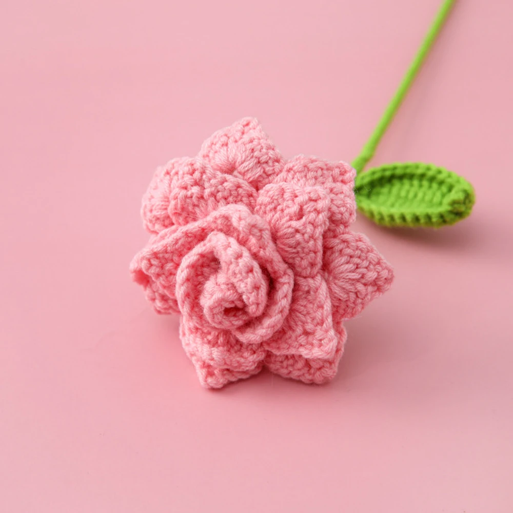 Gestrickte Rosen-Blumensträuße Gehäkelte Hochzeitssträuße Gestrickter Blumenstrauß Heim- und Partydekoration Geschenk für Freunde Abschlussstrauß – Detail 3