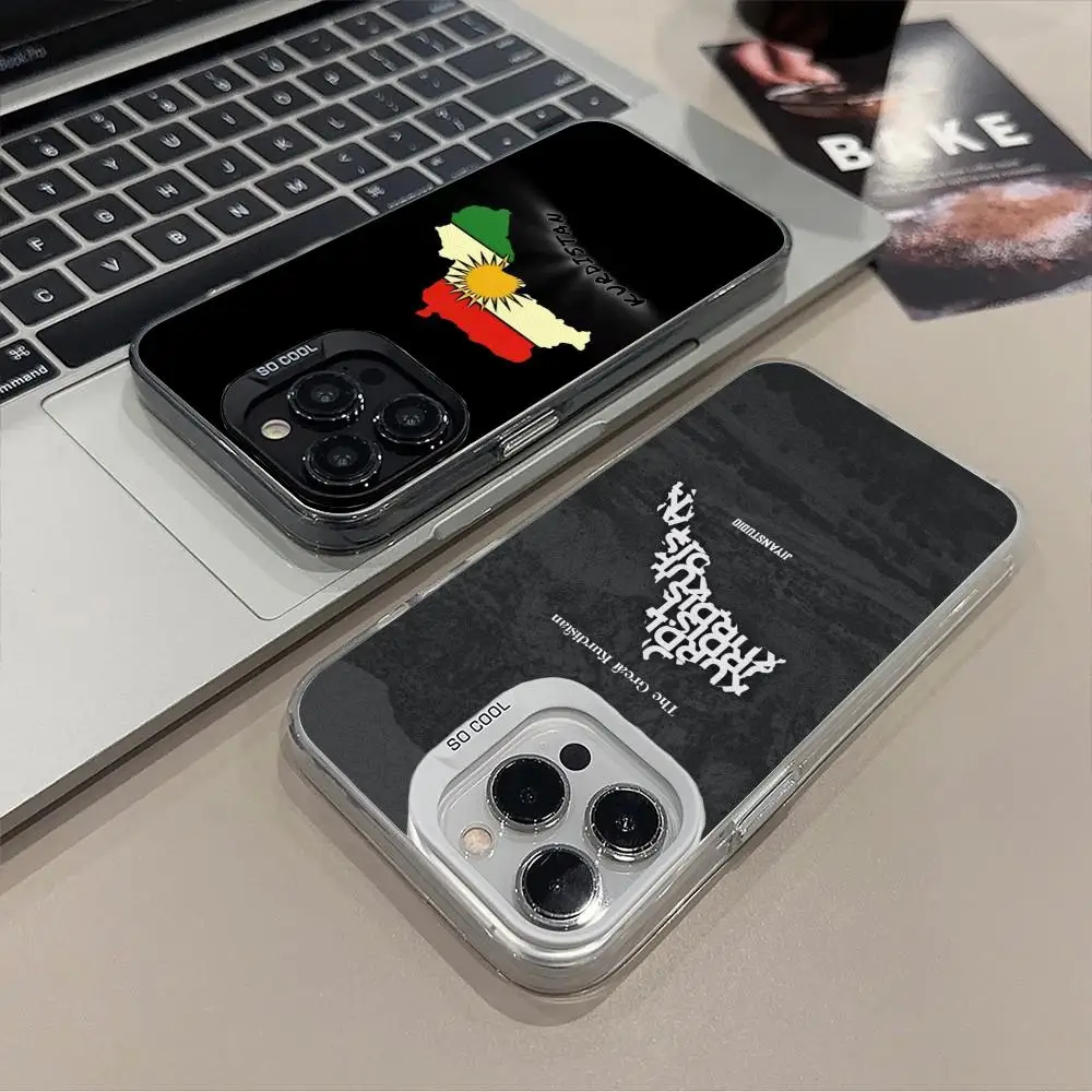 كردستان العلم المحمول قضية الهاتف الخليوي آيفون 17 16 15 14 13 12 11 X XR XS 8 7 برو ماكس زائد شفافة اللون غطاء جميل #1