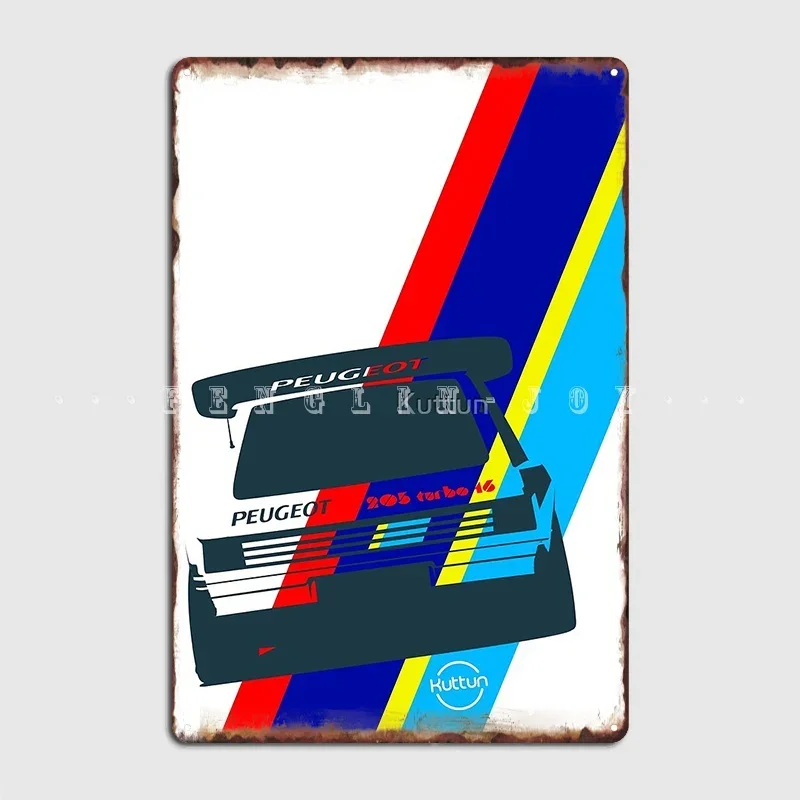 Classic Group B 205 T16 Rally Car Metal Sign Kitchen Plaques Cinema Living Room Design Tin Sign Poster