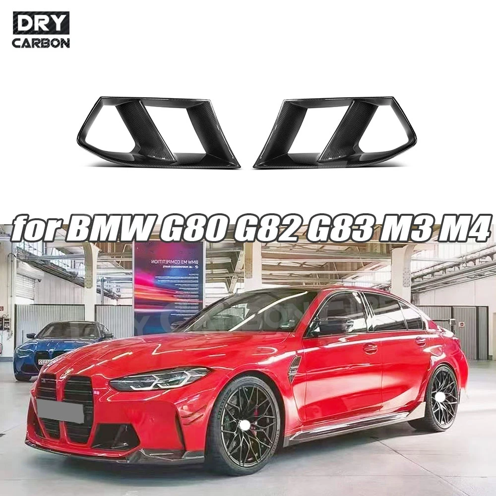 

Dry Carbon Fiber Front Bumper Air Vent Cover Trim Canards Foglamp Mech Accessories for BMW 3 4 Series G80 G82 G83 M3 M4 2021+