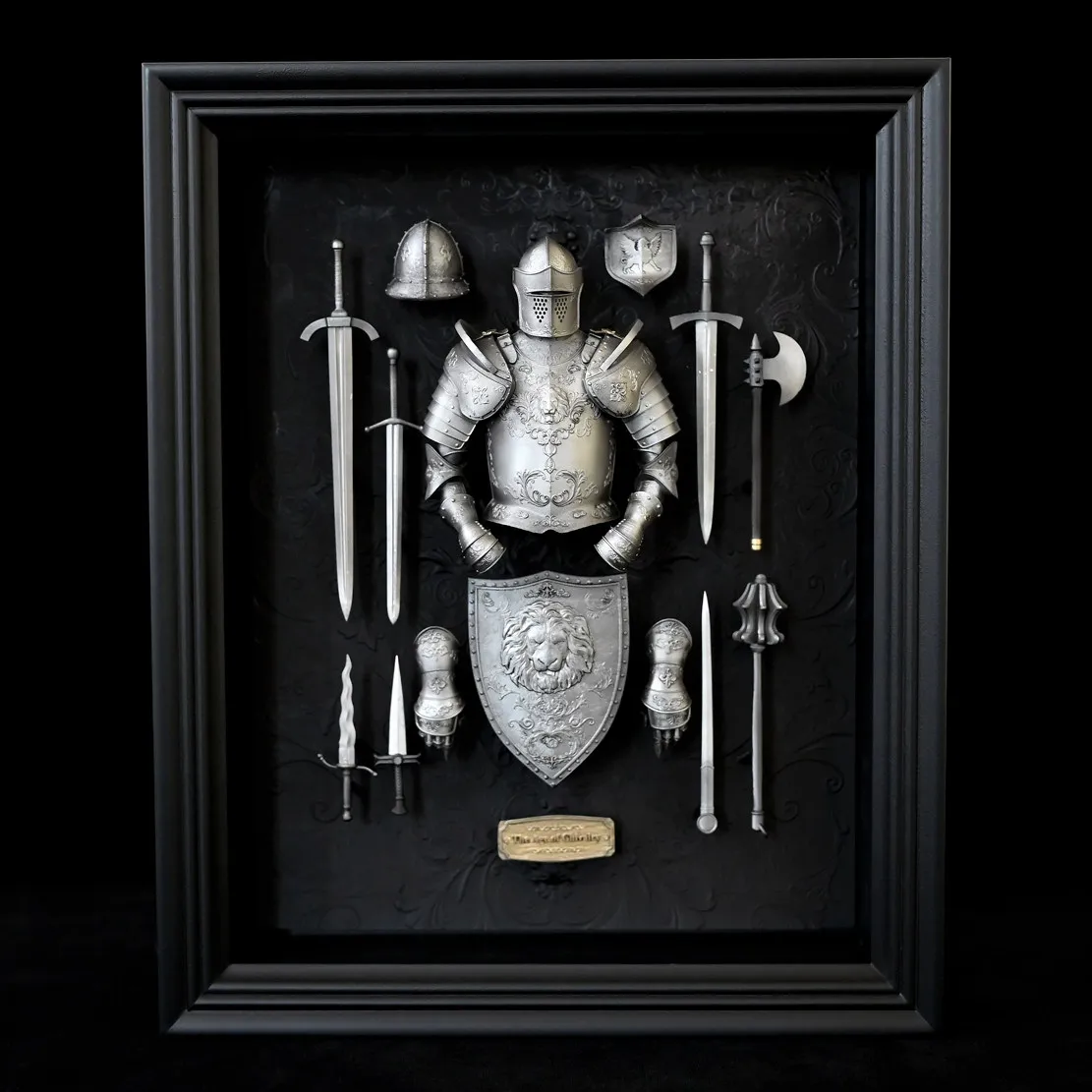 English French Medieval Knight Armor Photo Frame Epoxy Resin Handmade Hand-Painted Desktop Home Decor