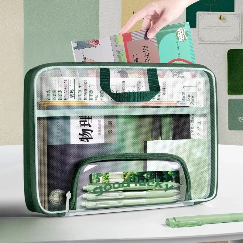 

Horizontal Subject Classification Bag Student Tote Multi Layer Test Paper Zipper File Pouch Tutoring School Supplies