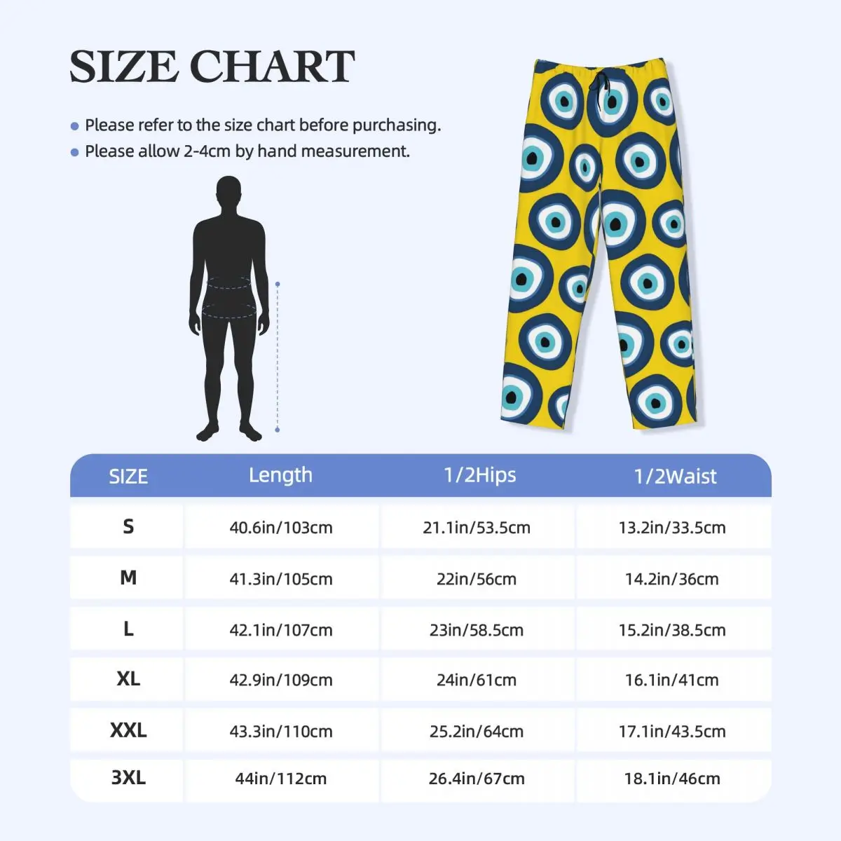 مخصص مطبوعة الرجال نزار عين الشر بيجامة السراويل رمز تميمة ملابس خاصة صالة النوم قيعان مع جيوب #5