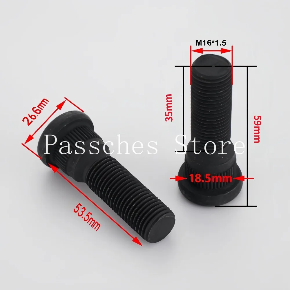 5pcs Wheel Lug Studs Hub Spline Screws for Ford Transit M16x1.5 Knurled OD 18.5mm Length 59mm