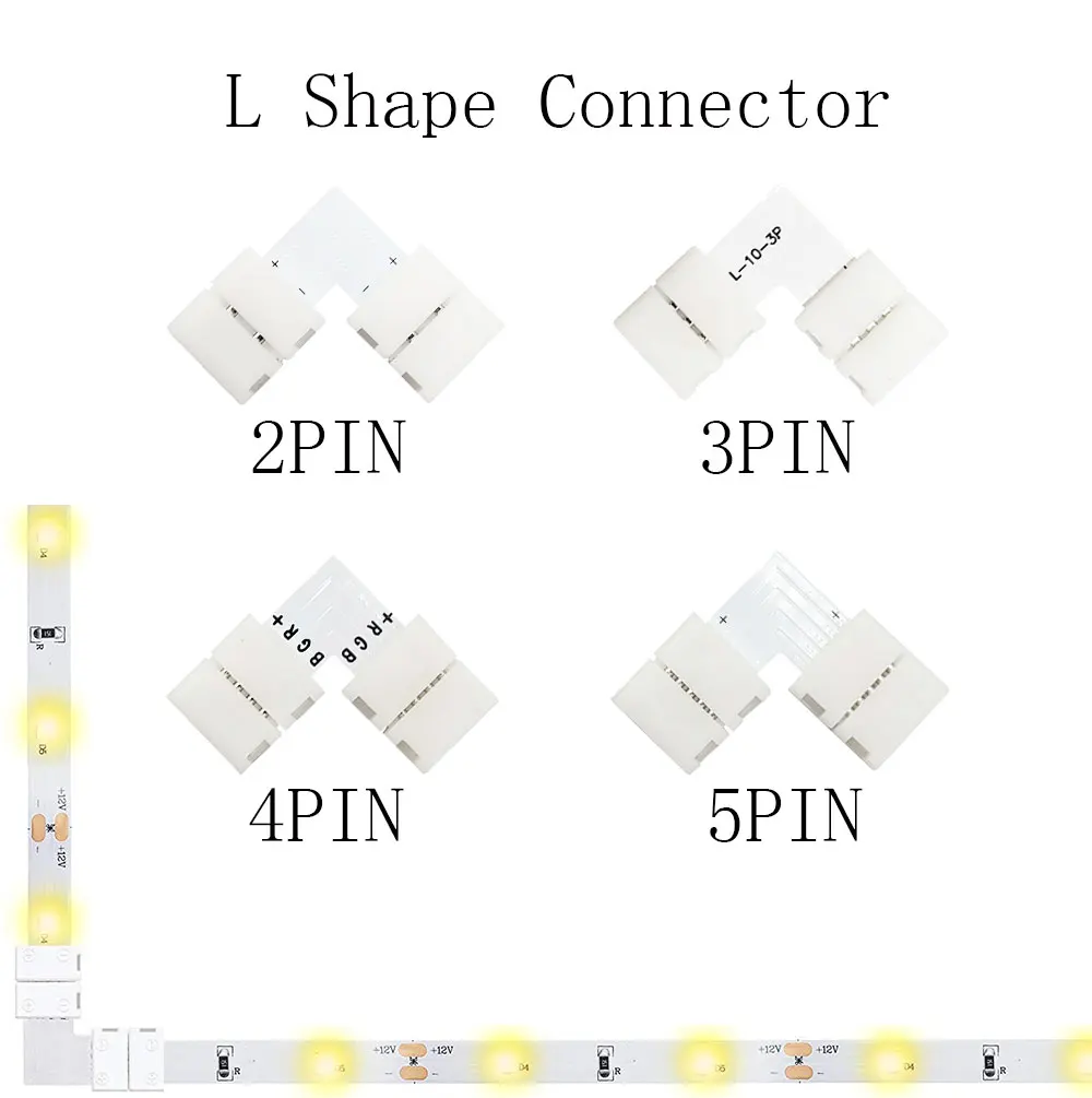 Złącze taśmy LED 2PIN 3PIN 4PIN 5PIN L/T/X kształt złącze narożne taśmy LED akcesoria lutowane nadaje się do WS2811 RGB