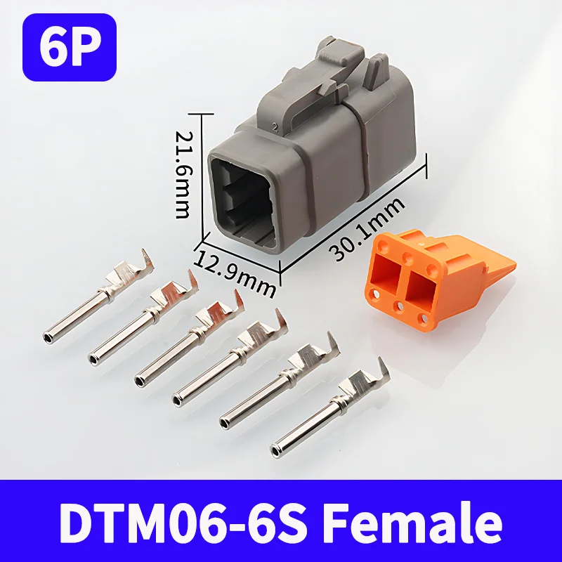 5/20/100 Sets 6 Pin Way Deutsch DTM04-6P DTM06-6S Waterproof Electrical Wire Connector 16-22AWG DTM Series Connector Male Female